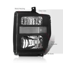 Load image into Gallery viewer, Ford F250 F350 F450 F550 Super Duty 2008-2010 Factory Style Headlights Black Housing Clear Len Clear Reflector