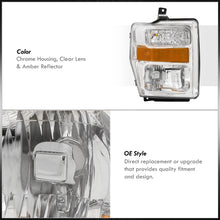 Load image into Gallery viewer, Ford F250 F350 F450 F550 Super Duty 2008-2010 Factory Style Headlights Chrome Housing Clear Len Amber Reflector