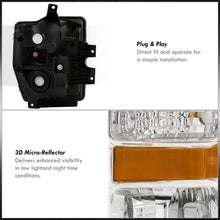 Load image into Gallery viewer, Ford F250 F350 F450 F550 Super Duty 2008-2010 Factory Style Headlights Chrome Housing Clear Len Amber Reflector