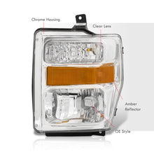 Load image into Gallery viewer, Ford F250 F350 F450 F550 Super Duty 2008-2010 Factory Style Headlights Chrome Housing Clear Len Amber Reflector