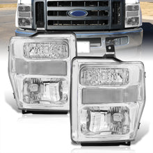 Load image into Gallery viewer, Ford F250 F350 F450 F550 Super Duty 2008-2010 Factory Style Headlights Chrome Housing Clear Len Clear Reflector