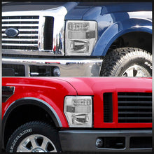 Load image into Gallery viewer, Ford F250 F350 F450 F550 Super Duty 2008-2010 Factory Style Headlights Chrome Housing Clear Len Clear Reflector