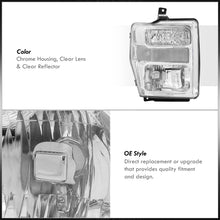 Load image into Gallery viewer, Ford F250 F350 F450 F550 Super Duty 2008-2010 Factory Style Headlights Chrome Housing Clear Len Clear Reflector