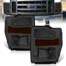 Load image into Gallery viewer, Ford F250 F350 F450 F550 Super Duty 2008-2010 Factory Style Headlights Chrome Housing Smoke Len Amber Reflector