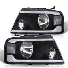 Load image into Gallery viewer, Ford F150 2004-2008 / Lincoln Mark LT 2005-2008 LED DRL Bar Factory Style Headlights Black Housing Clear Len Clear Reflector