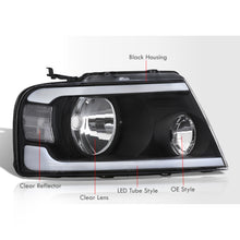 Load image into Gallery viewer, Ford F150 2004-2008 / Lincoln Mark LT 2005-2008 LED DRL Bar Factory Style Headlights Black Housing Clear Len Clear Reflector