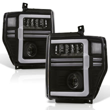 Load image into Gallery viewer, Ford F250 F350 F450 F550 Super Duty 2008-2010 Sequential LED DRL Bar Projector Headlights Black Housing Clear Len Clear Reflector