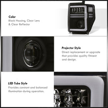 Load image into Gallery viewer, Ford F250 F350 F450 F550 Super Duty 2008-2010 Sequential LED DRL Bar Projector Headlights Black Housing Clear Len Clear Reflector