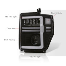 Load image into Gallery viewer, Ford F250 F350 F450 F550 Super Duty 2008-2010 Sequential LED DRL Bar Projector Headlights Black Housing Clear Len Clear Reflector