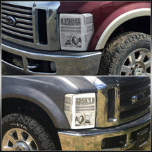 Load image into Gallery viewer, Ford F250 F350 F450 F550 Super Duty 2008-2010 Sequential LED DRL Bar Projector Headlights Chrome Housing Clear Len Clear Reflector