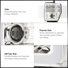 Load image into Gallery viewer, Ford F250 F350 F450 F550 Super Duty 2008-2010 Sequential LED DRL Bar Projector Headlights Chrome Housing Clear Len Clear Reflector