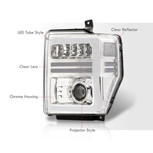 Load image into Gallery viewer, Ford F250 F350 F450 F550 Super Duty 2008-2010 Sequential LED DRL Bar Projector Headlights Chrome Housing Clear Len Clear Reflector