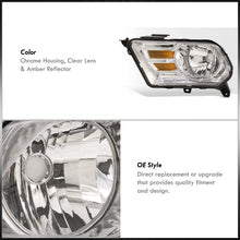 Load image into Gallery viewer, Ford Mustang 2010-2014 Factory Style Headlights Chrome Housing Clear Len Amber Reflector