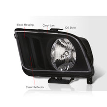 Load image into Gallery viewer, Ford Mustang 2005-2009 Factory Style Headlights Black Housing Clear Len Clear Reflector