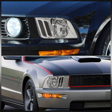 Load image into Gallery viewer, Ford Mustang 2005-2009 Factory Style Headlights Chrome Housing Clear Len Clear Reflector