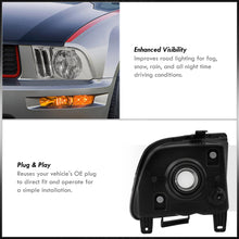 Load image into Gallery viewer, Ford Mustang 2005-2009 Factory Style Headlights Chrome Housing Clear Len Clear Reflector