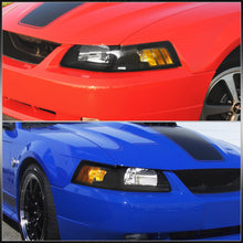 Load image into Gallery viewer, Ford Mustang 1999-2004 Factory Style Headlights Black Housing Clear Len Amber Reflector