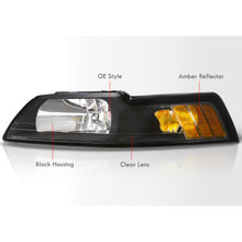 Load image into Gallery viewer, Ford Mustang 1999-2004 Factory Style Headlights Black Housing Clear Len Amber Reflector
