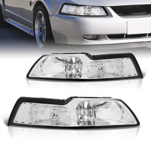 Load image into Gallery viewer, Ford Mustang 1999-2004 Factory Style Headlights Chrome Housing Clear Len Clear Reflector