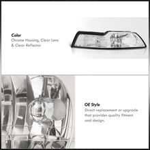 Load image into Gallery viewer, Ford Mustang 1999-2004 Factory Style Headlights Chrome Housing Clear Len Clear Reflector