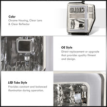 Load image into Gallery viewer, Ford F250 F350 F450 F550 Super Duty 2008-2010 Sequential LED DRL Bar Factory Style Headlights Chrome Housing Clear Len Clear Reflector