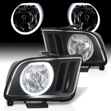 Load image into Gallery viewer, Ford Mustang 2005-2009 LED DRL Halo Headlights Black Housing Clear Len Clear Reflector (Halogen Models Only)