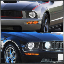Load image into Gallery viewer, Ford Mustang 2005-2009 LED DRL Halo Headlights Black Housing Clear Len Clear Reflector (Halogen Models Only)