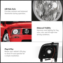 Load image into Gallery viewer, Ford Mustang 2005-2009 LED DRL Halo Headlights Black Housing Clear Len Clear Reflector (Halogen Models Only)