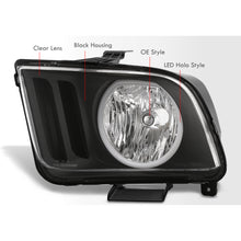 Load image into Gallery viewer, Ford Mustang 2005-2009 LED DRL Halo Headlights Black Housing Clear Len Clear Reflector (Halogen Models Only)