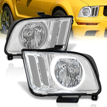 Load image into Gallery viewer, Ford Mustang 2005-2009 LED DRL Halo Headlights Chrome Housing Clear Len Clear Reflector (Halogen Models Only)