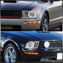 Load image into Gallery viewer, Ford Mustang 2005-2009 LED DRL Halo Headlights Chrome Housing Clear Len Clear Reflector (Halogen Models Only)