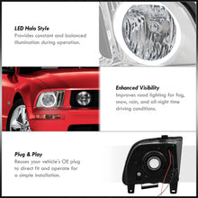 Load image into Gallery viewer, Ford Mustang 2005-2009 LED DRL Halo Headlights Chrome Housing Clear Len Clear Reflector (Halogen Models Only)