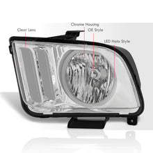 Load image into Gallery viewer, Ford Mustang 2005-2009 LED DRL Halo Headlights Chrome Housing Clear Len Clear Reflector (Halogen Models Only)