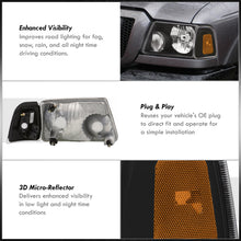 Load image into Gallery viewer, Ford Ranger 2001-2011 Factory Style Headlights + Corners Black Housing Clear Len Amber Reflector