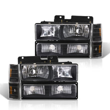 Load image into Gallery viewer, GMC C/K 1500 2500 3500 1994-2000 Factory Style Headlights + Bumpers + Corners Black Housing Clear Len Amber Reflector