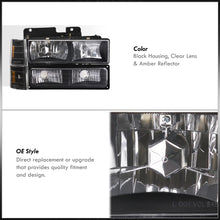 Load image into Gallery viewer, GMC C/K 1500 2500 3500 1994-2000 Factory Style Headlights + Bumpers + Corners Black Housing Clear Len Amber Reflector