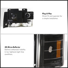 Load image into Gallery viewer, GMC C/K 1500 2500 3500 1994-2000 Factory Style Headlights + Bumpers + Corners Black Housing Clear Len Amber Reflector