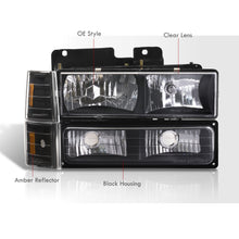 Load image into Gallery viewer, GMC C/K 1500 2500 3500 1994-2000 Factory Style Headlights + Bumpers + Corners Black Housing Clear Len Amber Reflector