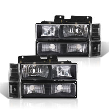 Load image into Gallery viewer, GMC C/K 1500 2500 3500 1994-2000 Factory Style Headlights + Bumpers + Corners Black Housing Clear Len Clear Reflector