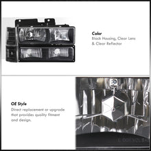 Load image into Gallery viewer, GMC C/K 1500 2500 3500 1994-2000 Factory Style Headlights + Bumpers + Corners Black Housing Clear Len Clear Reflector
