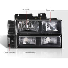 Load image into Gallery viewer, GMC C/K 1500 2500 3500 1994-2000 Factory Style Headlights + Bumpers + Corners Black Housing Clear Len Clear Reflector
