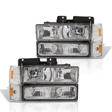 Load image into Gallery viewer, GMC C/K 1500 2500 3500 1994-2000 Factory Style Headlights + Bumpers + Corners Chrome Housing Clear Len Amber Reflector