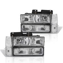 Load image into Gallery viewer, GMC C/K 1500 2500 3500 1994-2000 Factory Style Headlights + Bumpers + Corners Chrome Housing Clear Len Clear Reflector