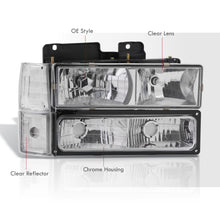 Load image into Gallery viewer, GMC C/K 1500 2500 3500 1994-2000 Factory Style Headlights + Bumpers + Corners Chrome Housing Clear Len Clear Reflector