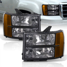 Load image into Gallery viewer, GMC Sierra 1500 2007-2013 / Sierra 2500HD 3500HD 2007-2014 Factory Style Headlights Black Housing Clear Len Amber Reflector