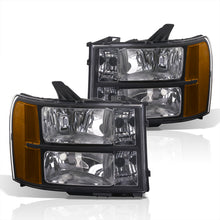 Load image into Gallery viewer, GMC Sierra 1500 2007-2013 / Sierra 2500HD 3500HD 2007-2014 Factory Style Headlights Black Housing Clear Len Amber Reflector