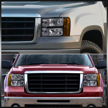 Load image into Gallery viewer, GMC Sierra 1500 2007-2013 / Sierra 2500HD 3500HD 2007-2014 Factory Style Headlights Black Housing Clear Len Amber Reflector