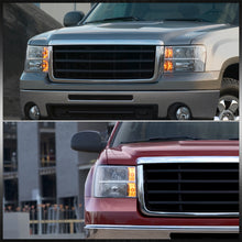 Load image into Gallery viewer, GMC Sierra 1500 2007-2013 / Sierra 2500HD 3500HD 2007-2014 Factory Style Headlights Chrome Housing Clear Len Clear Reflector