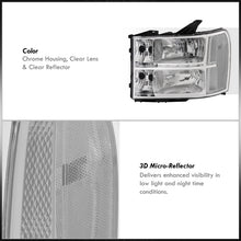 Load image into Gallery viewer, GMC Sierra 1500 2007-2013 / Sierra 2500HD 3500HD 2007-2014 Factory Style Headlights Chrome Housing Clear Len Clear Reflector