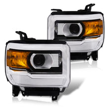 Load image into Gallery viewer, GMC Sierra 1500 2014-2018 / Sierra 2500HD 3500HD 2015-2019 Factory Style Projector Headlights Black Housing Clear Len Amber Reflector (Halogen Models Only)